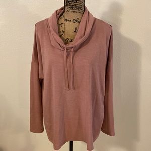 Rose/mauve long sleeve cold shoulder top